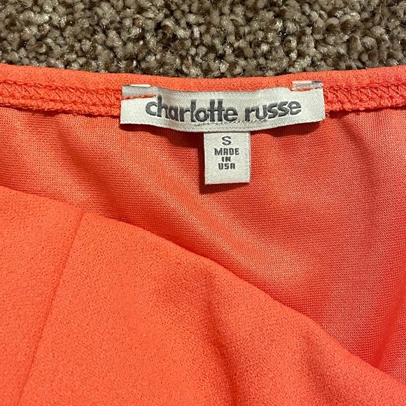 Faux Wrap Mini Dress (Coral) - Picture 3 of 3